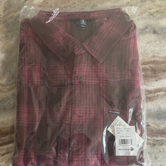 VOLCOM - Loreto Flannel Long Sleeve Shirt - Pumice - Large - Picture 5 of 6